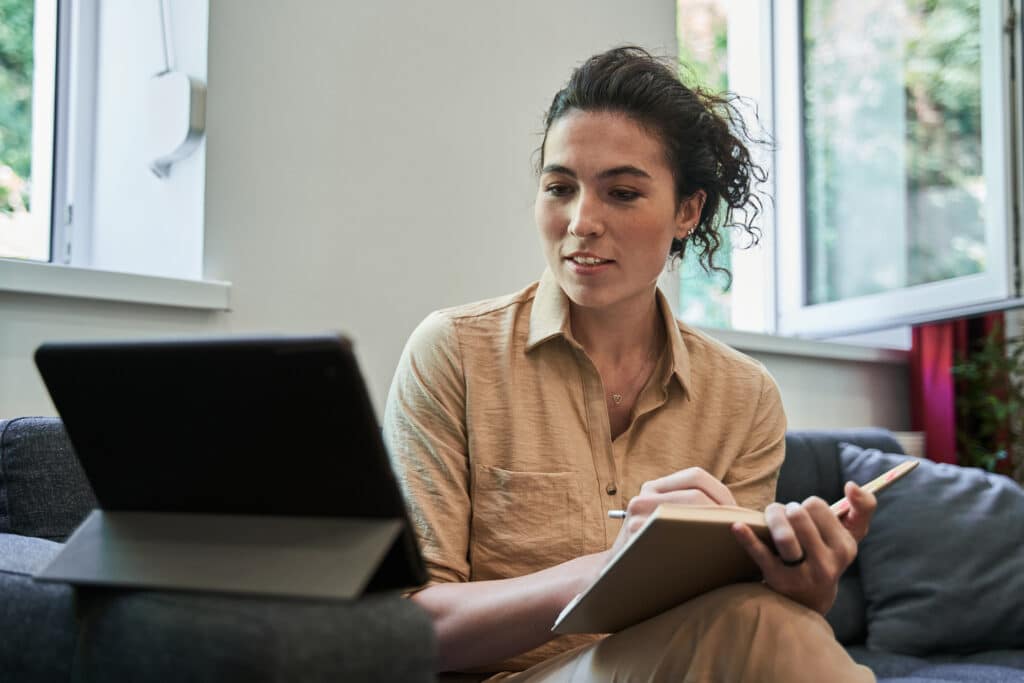 Person getting virtual telehealth with clear recovery center